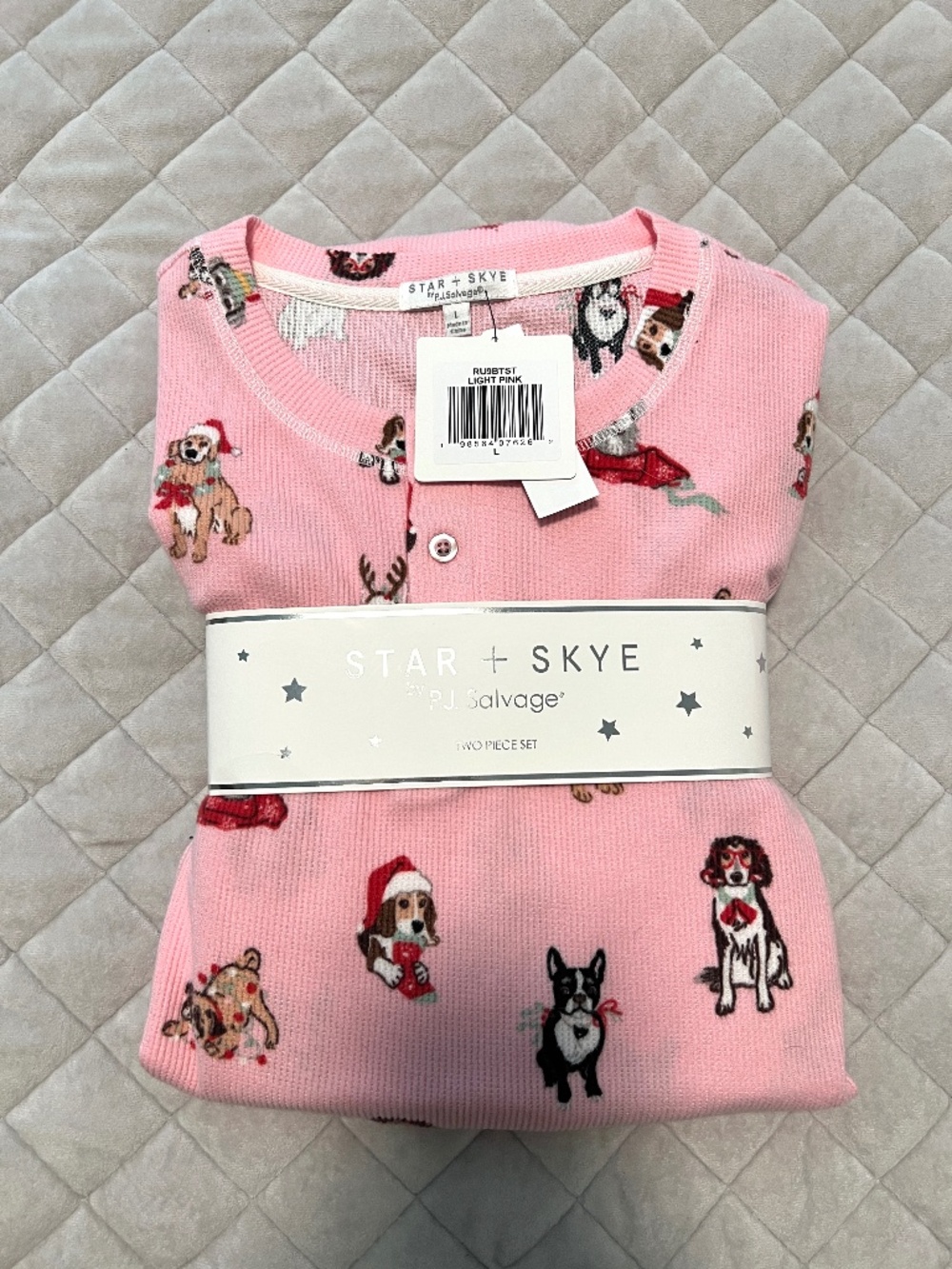 NWT Star+Skye Size Large Pink Doggie Pajamas Two Piece Set
